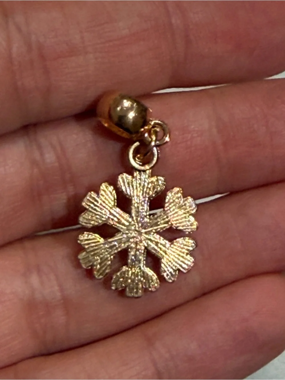 Gold Snowflake Pendant Charm with Clear Crystals